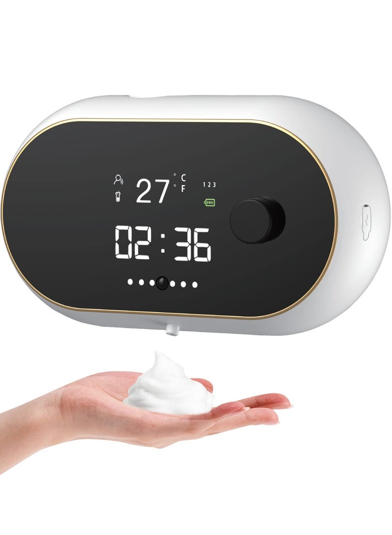 SOLARAE موزع صابون أوتوماتيكي موزع صابون رغوي بدون لمس مثبت على الحائط موزع صابون رغوي موزع صابون ذكي كهربائي أوتوماتيكي للحائط للحمام والمطبخ (أبيض) - Image 1