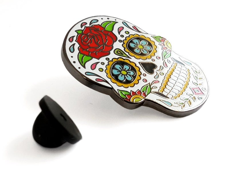 Pinsanity Day of the Dead Sugar Skull Enamel Lapel Pin - Image 2