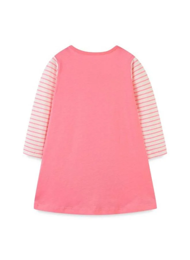 يونيكي Pink A-Line Crew Neck Printed Dress