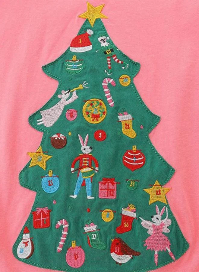 يونيكي Pink A-Line Crew Neck Printed Dress