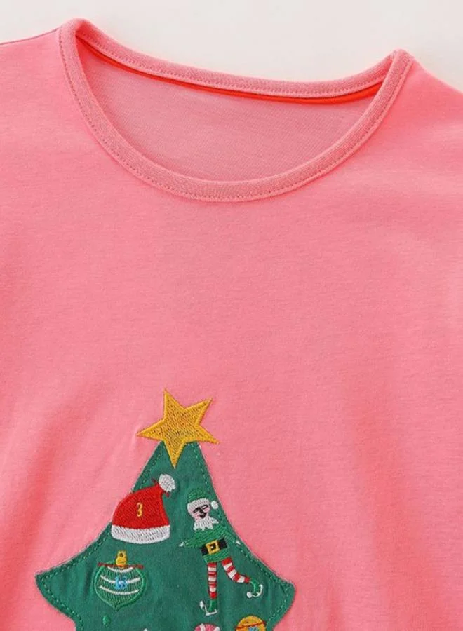 يونيكي Pink A-Line Crew Neck Printed Dress