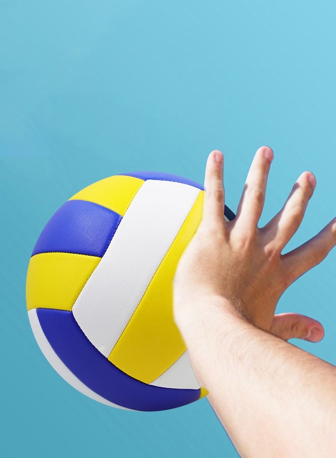 Hanayo Volleyball No.5 Volleyball Professional Team Sports Waterproof Durable Design for Beach Indoor Training Suitable for Indoor and Outdoor Use(Blue+White+Yellow) - Image 2