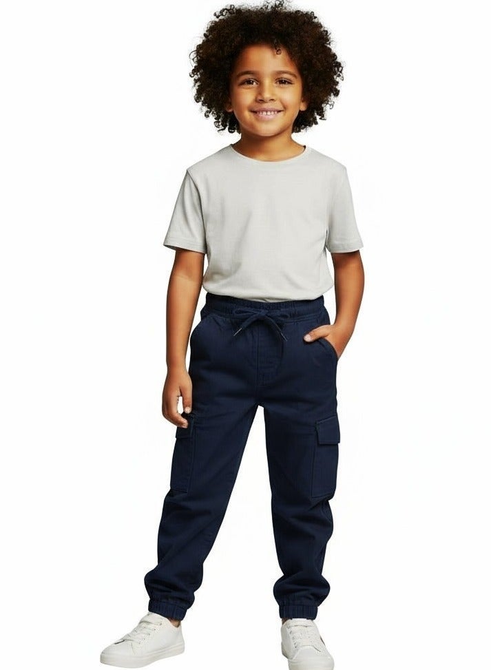 بيبي كو بنطلون أزرق كحلي كارجو بخصر أستك للأطفال - Image 1