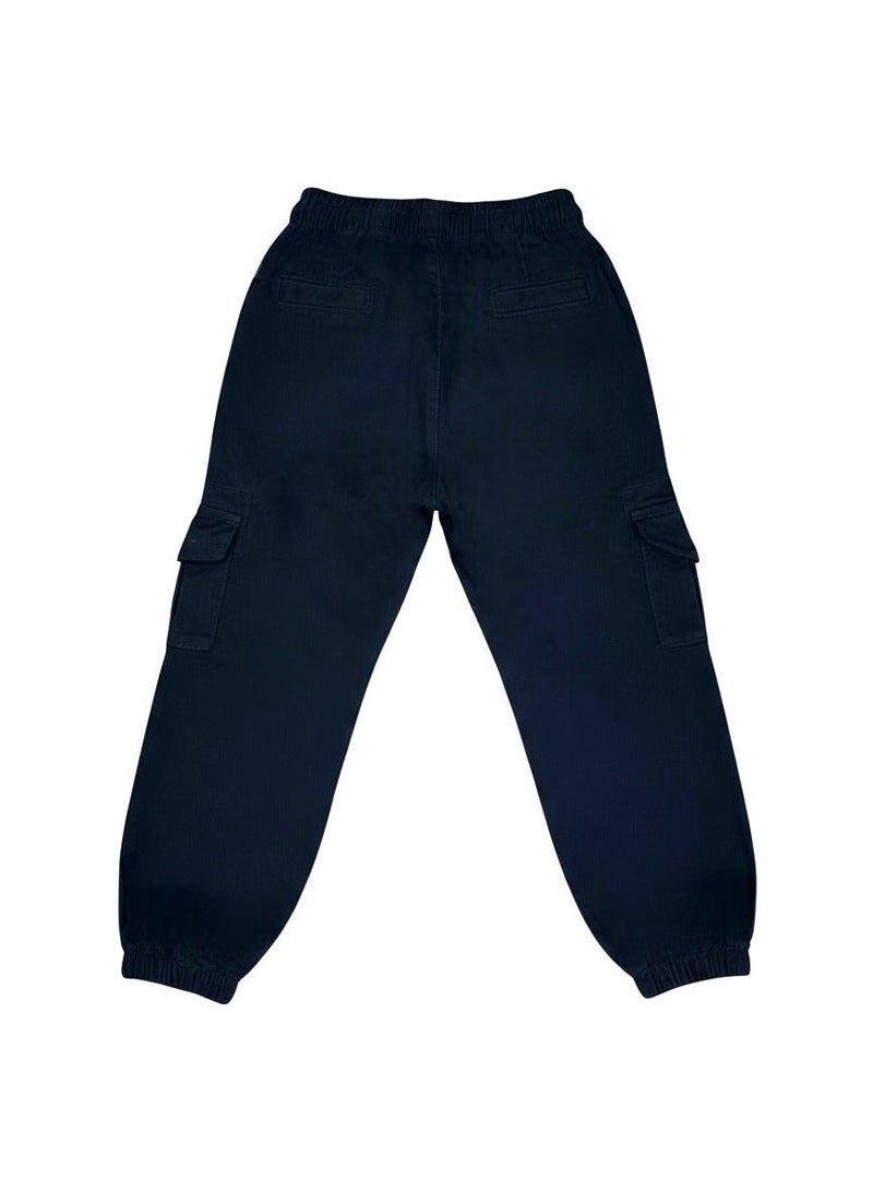 بيبي كو بنطلون أزرق كحلي كارجو بخصر أستك للأطفال - Image 4