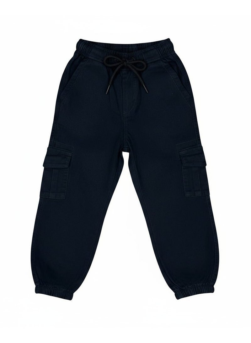 بيبي كو بنطلون أزرق كحلي كارجو بخصر أستك للأطفال - Image 3