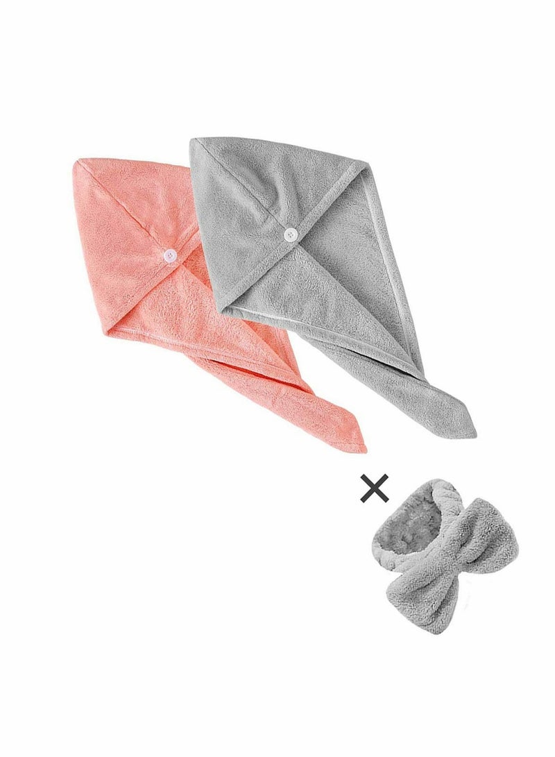 إسكدنيا Microfiber Hair Towel Wrap Set - Microfiber Hair Towel for Drying Curly, Long  Thick Hair with Makeup Headband for Women - Image 3