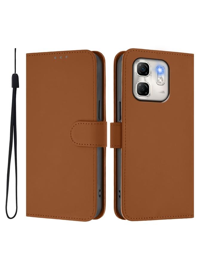 Zaboon Case For Infinix Hot 50i 5G / Smart 9 4G Skin Feel Solid Color Leather Phone Case with Lanyard - Image 2