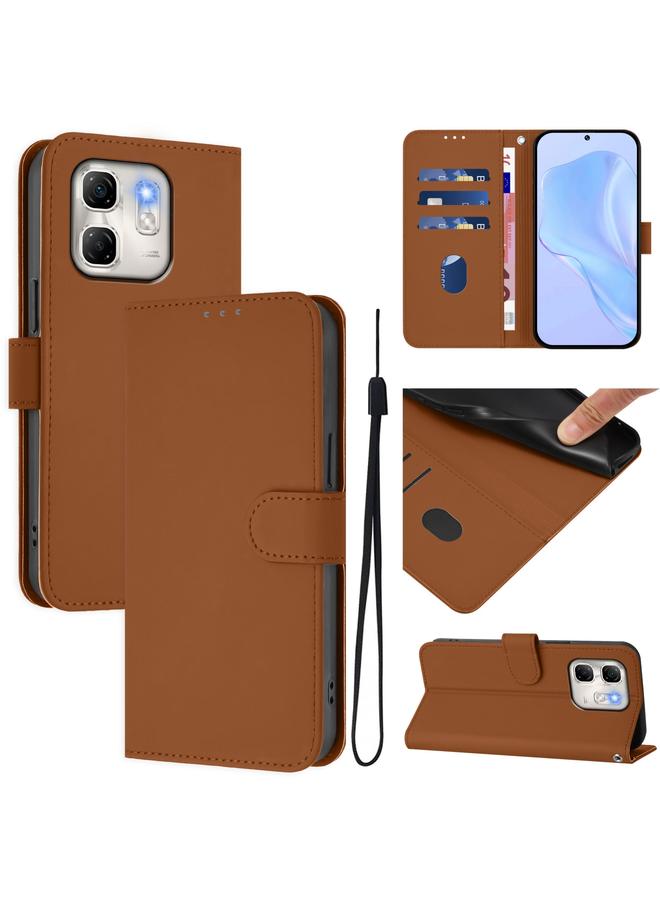 Zaboon Case For Infinix Hot 50i 5G / Smart 9 4G Skin Feel Solid Color Leather Phone Case with Lanyard - Image 1