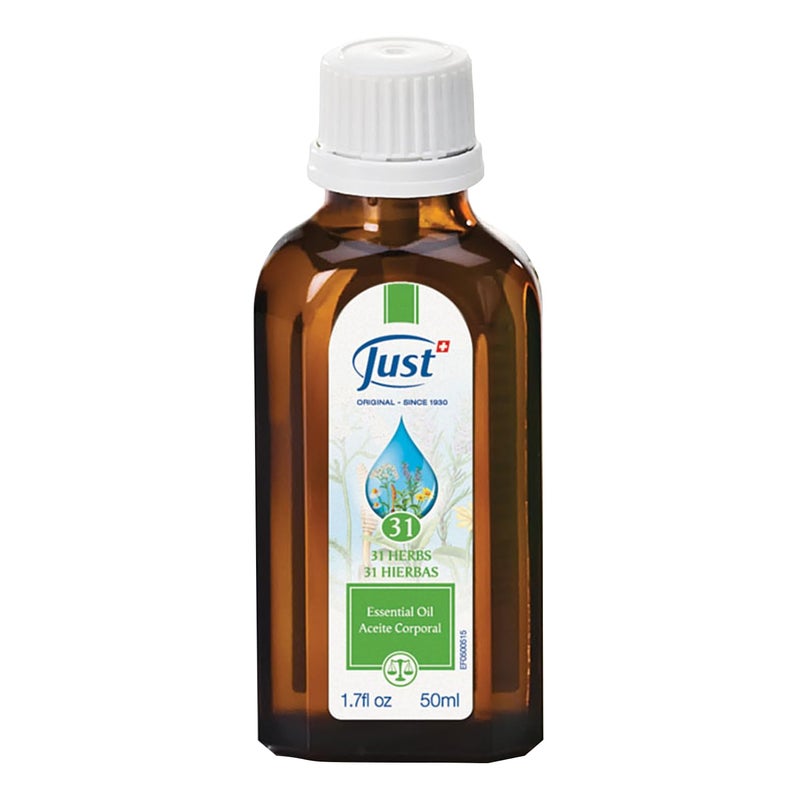 SwissJust Essential Oil for The Whole Family Swiss Just 31 Massage Oil for Muscle Soreness Joint Pain Contains Natural Eucalyptus 50ml