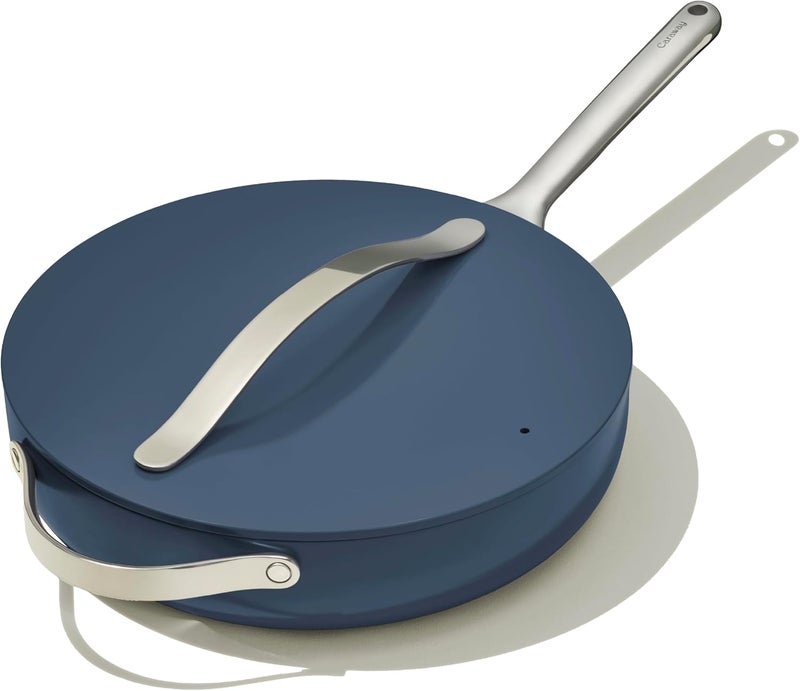 Caraway Nonstick Ceramic Saut Pan with Lid 45 qt 118  Non Toxic PTFE  PFOA Free  Oven Safe  Compatible with All Stovetops Gas Electric  Induction  Navy - Image 1