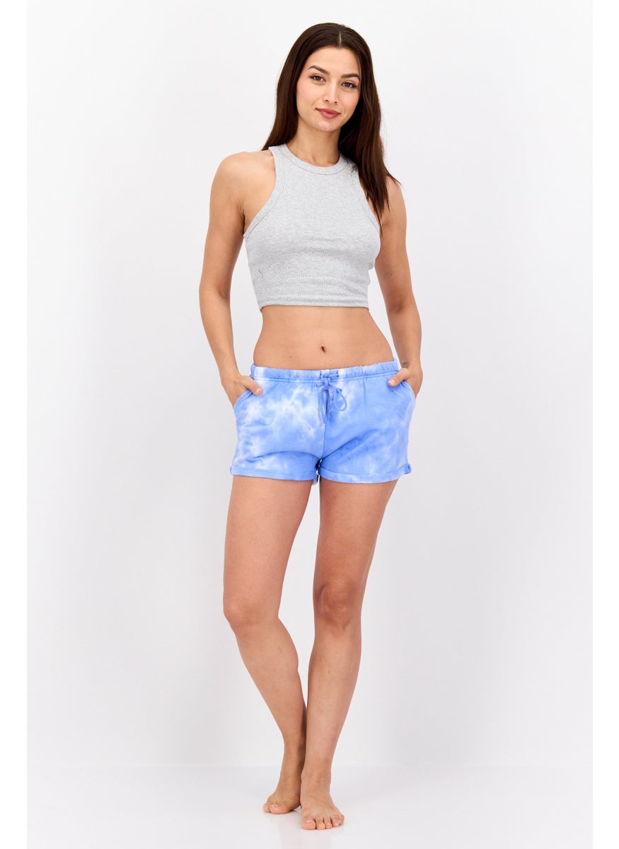 UNDIZ - Women Tie Dye Pyjamas Shorts, Blue - Image 1