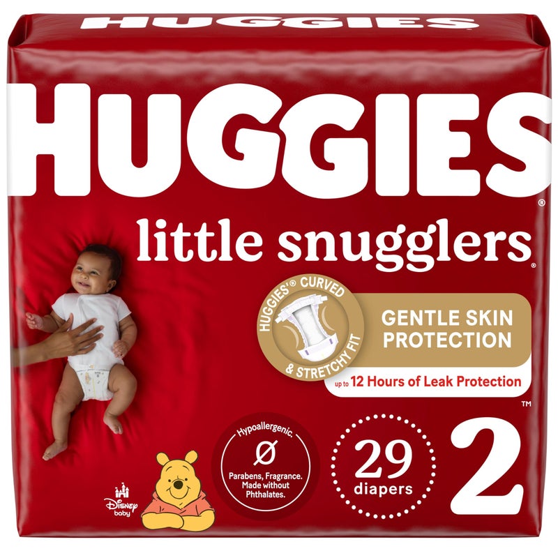 Huggies Size 2 Diapers, Little Snugglers Baby Diapers, Size 2 (12-18 lbs), 29 Count - Image 1