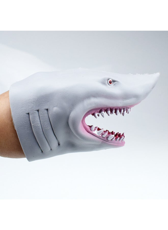 TPR Gray Shark Puppet Gloves Toy Story Telling Doll Props Children Play House Hot Sale-Color:Gray Shark Puppet  - Image 3