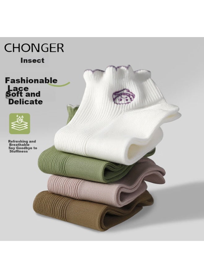 Insects Chonger Women's Socks, Summer Thin Cotton 7a Antibacterial Deodorant Breathable Casual Versatile Cute Girl Short Socks - Image 4