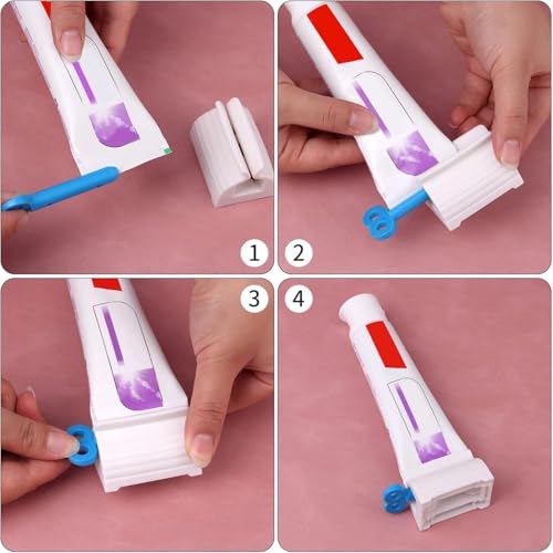 JIAKAI 2pcs Rolling Tube Toothpaste Squeezer Toothpaste Seat Holder Stand for Bathroom Accessories（1Blue1Gree） - Image 4