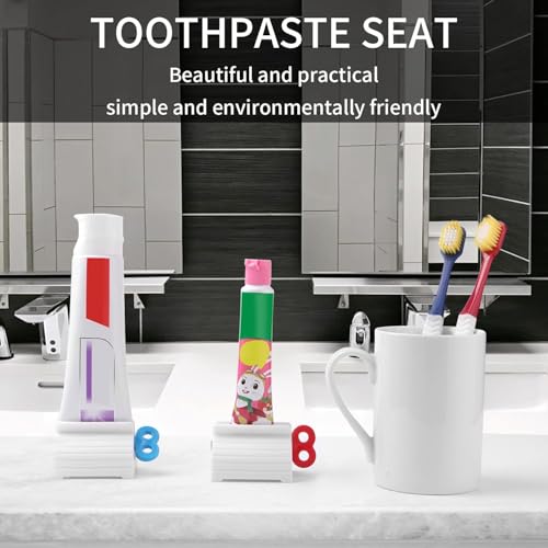 JIAKAI 2pcs Rolling Tube Toothpaste Squeezer Toothpaste Seat Holder Stand for Bathroom Accessories（1Blue1Gree） - Image 5