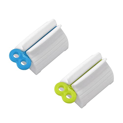 JIAKAI 2pcs Rolling Tube Toothpaste Squeezer Toothpaste Seat Holder Stand for Bathroom Accessories（1Blue1Gree） - Image 1