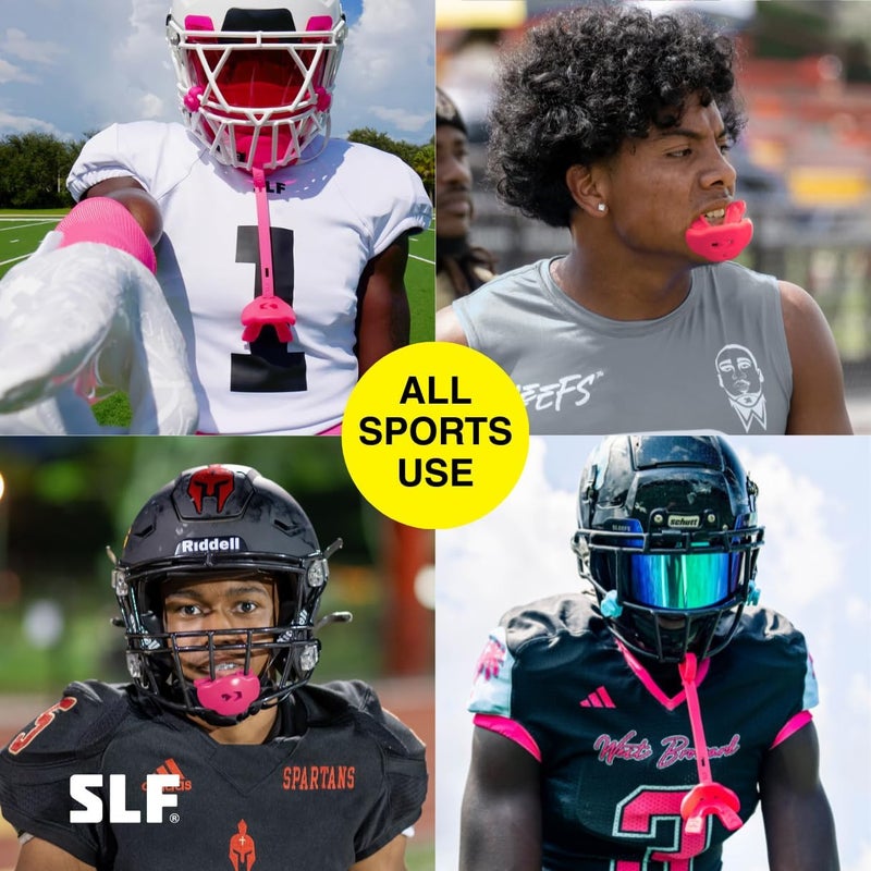 SLEEFS God First Pink Football Mouth Guard – No-Boil Mouthpiece with Strap – Maximum Air Flow & Lip/Teeth Protection for Youth & Adults - Image 3