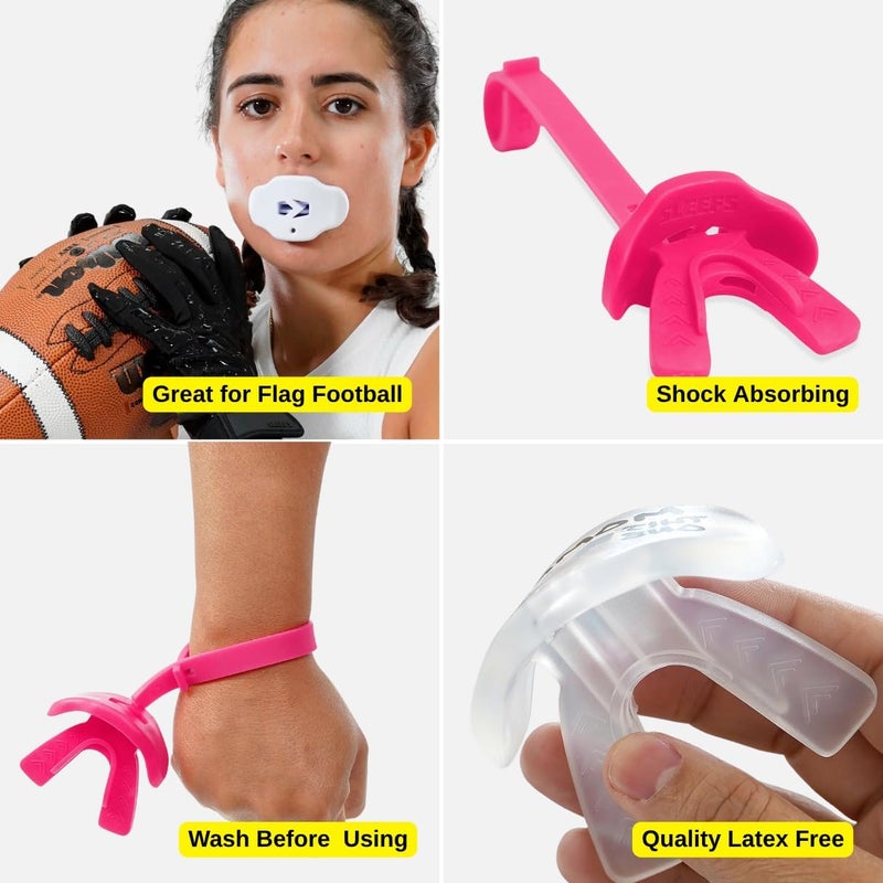 SLEEFS God First Pink Football Mouth Guard – No-Boil Mouthpiece with Strap – Maximum Air Flow & Lip/Teeth Protection for Youth & Adults - Image 5