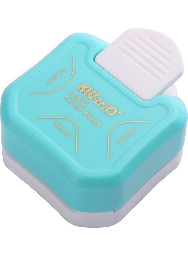 Kw-trio 3-In-1 Corner Rounder Paper Punches Border Blue， Way Corner Rounder Punch, 4mm, 7mm, 10mm 3 in 1 Corner Cutter for Paper Crafts, DIY Projects, Laminate, Photo Corner - Image 1