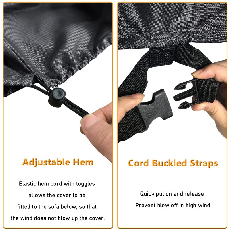 STARTWO Outdoor Patio Furniture Cover Waterproof 4-Piece Set for Chairs, Loveseat and Coffee Table, Heavy Duty 420D, Black - Image 3