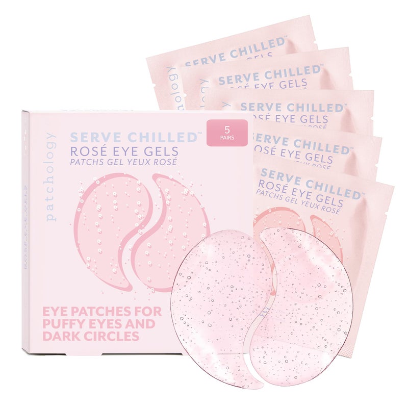 Patchology Serve Chilled RosÃ© Hydrating Under Eye Patches â€“ Hyaluronic Acid & Antioxidant-Infused Eye Masks to Reduce Dark Circles, Puffiness & Fine Lines - Ideal Skincare Essentials (5 Pairs) - Image 1