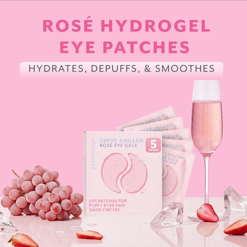 Patchology Serve Chilled RosÃ© Hydrating Under Eye Patches â€“ Hyaluronic Acid & Antioxidant-Infused Eye Masks to Reduce Dark Circles, Puffiness & Fine Lines - Ideal Skincare Essentials (5 Pairs) - Image 2