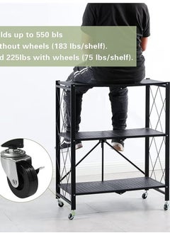 EXCLIFE 3-Tire Scratch-Resistant Storage Rack Black  - Image 5