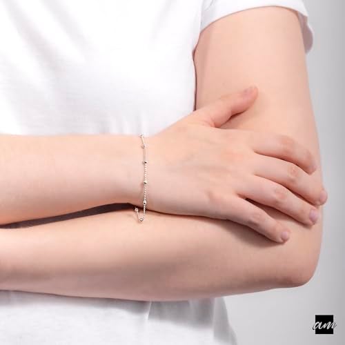 Amberta 925 Sterling Silver 3.2 mm / 1.1 mm Ball Bead Chain Bracelet Length 7" inch / 18 cm (7) - Image 4