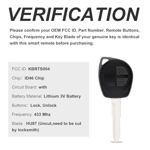 ePathChina 2 Buttons Keyless Uncut Flip Remote Key Fob with ID46 Chip for Suzuki Swift SX4 Alto JIMNY Vitara IGNIS Splash 2007-2013 433MHz - Image 3