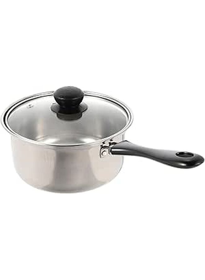 Stainless Steel Milk Pot with Long Handle 18cm Deep Saucepan for Soup Butter Warming - Image 1