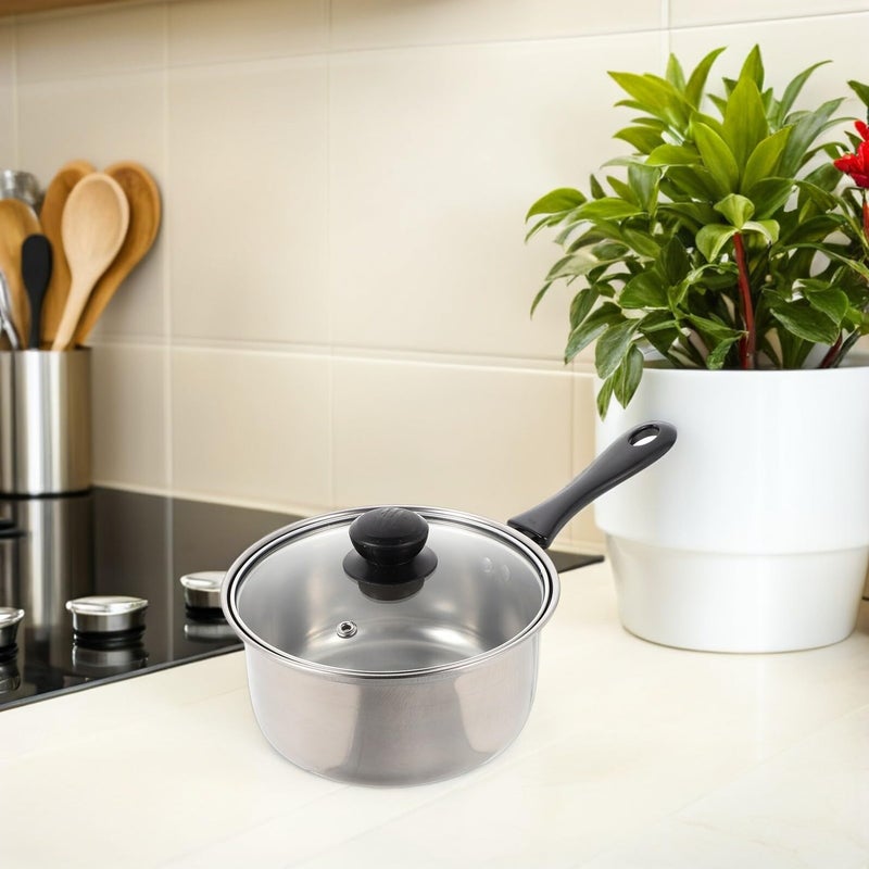 Stainless Steel Milk Pot with Long Handle 18cm Deep Saucepan for Soup Butter Warming - Image 5