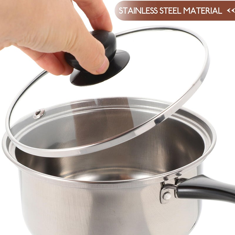 Stainless Steel Milk Pot with Long Handle 18cm Deep Saucepan for Soup Butter Warming - Image 4