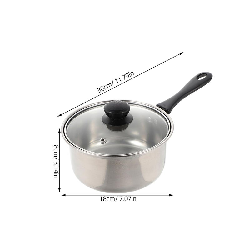 Stainless Steel Milk Pot with Long Handle 18cm Deep Saucepan for Soup Butter Warming - Image 3