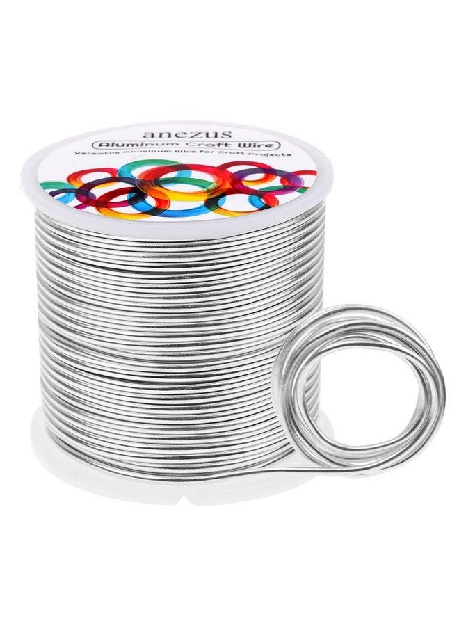 انزيوس 12 سلك ألومنيوم قياس 100 قدم Anezus سلك حديد التسليح قابل للانحناء سلك النحت للحرف اليدوية إكليل صناعة المجوهرات وصنع المجوهرات والزهور (فضي 2 مم) - Image 1