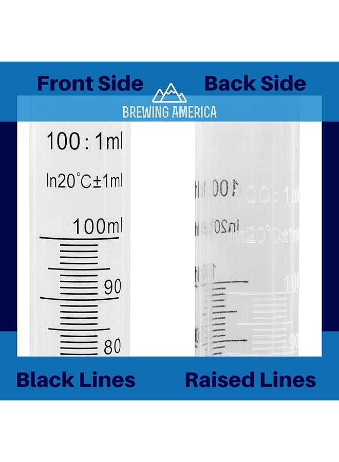 Brewing America 100ml Plastic Graduated Cylinder Beaker - 100ml Science Measuring Test Tube Flask, 2-sided Marking - Black and Raised Graduation Lines, Pour Spout - Image 5