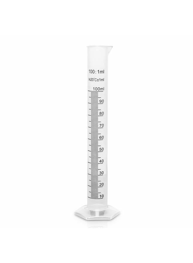 Brewing America 100ml Plastic Graduated Cylinder Beaker - 100ml Science Measuring Test Tube Flask, 2-sided Marking - Black and Raised Graduation Lines, Pour Spout - Image 1