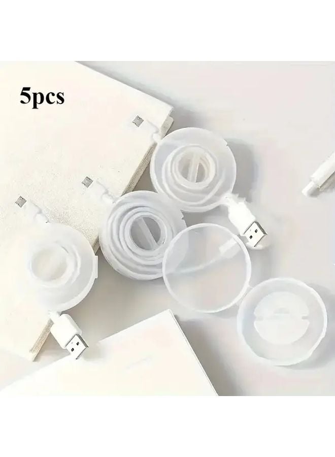5 قطع منظم كابل قابل للسحب لفافة خالية من التشابك لتخزين شواحن أيفون، لوحي، لابتوب - Image 1