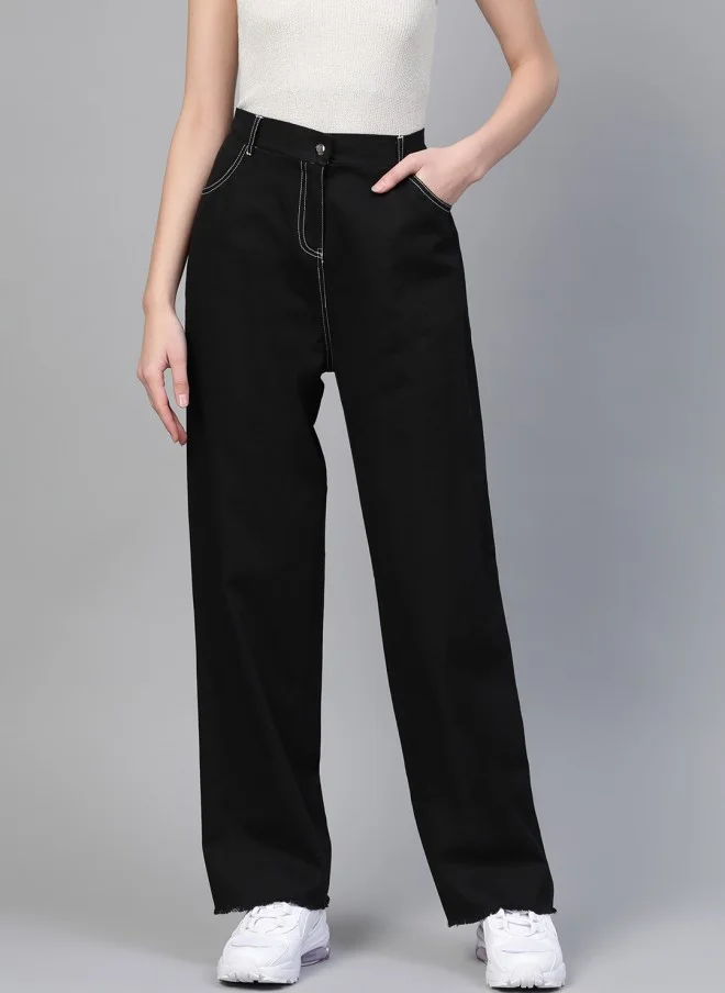 ساسافراس Black Pure Cotton Trousers for Women