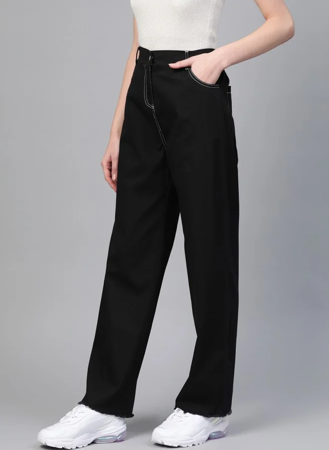 ساسافراس Black Pure Cotton Trousers for Women