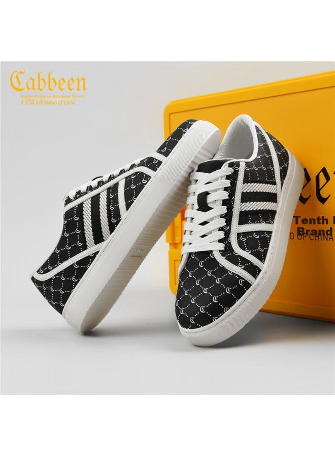 Cabbeen Men's Autumn Casual Low-top Luxury Designer Sneakers Coal Black Size 44