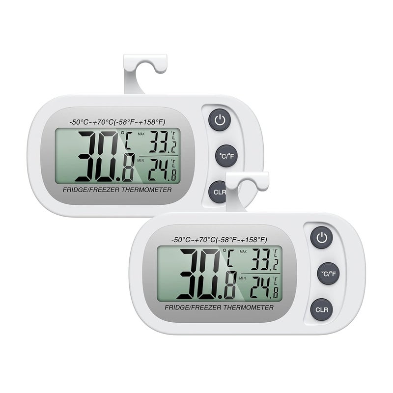 Trifecta Trifecta Digital Frigerator Thermometer 2 Pack Waterproof Fridge and Freezer Thermometer Thermometer Refrigerator with Large LCD Screen Stand and Magnetic Back for RoomKitchen White  - Image 1