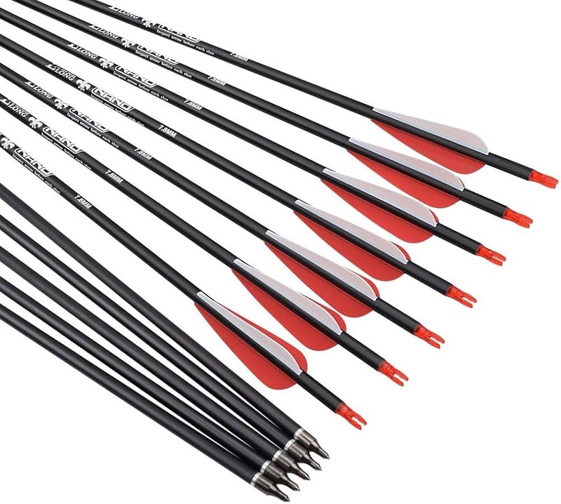 Futaba 30 inch Archery Arrows for Recurve Bow Fiberglass Target Practice (6 pcs) - Red - Image 1