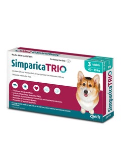 Zoetis Simparica TRIO the Complete Flea, Tick, and Heartworm Prevention for Dogs 10- 20 kg