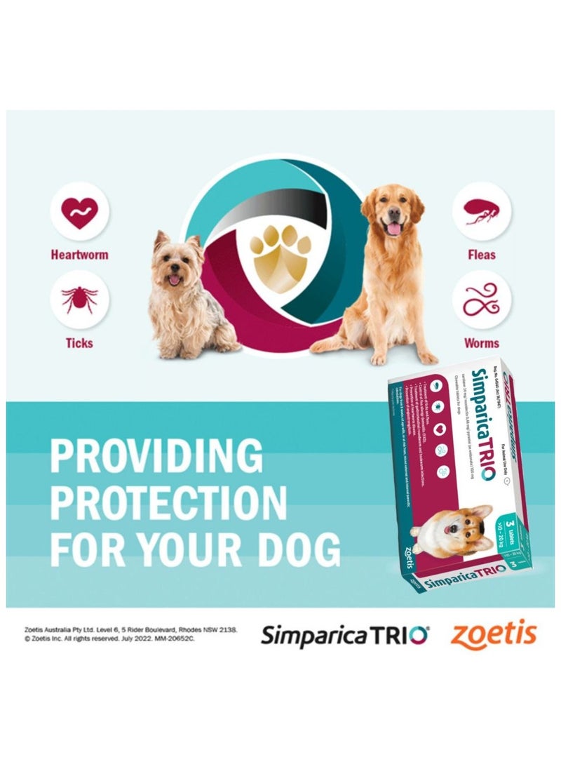 Simparica Trio - Zoetis Simparica TRIO the Complete Flea, Tick, and Heartworm Prevention for Dogs 10- 20 kg - Image 1
