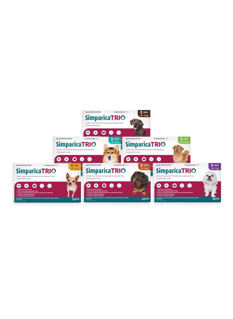 Simparica Trio - Zoetis Simparica TRIO the Complete Flea, Tick, and Heartworm Prevention for Dogs 10- 20 kg - Image 1