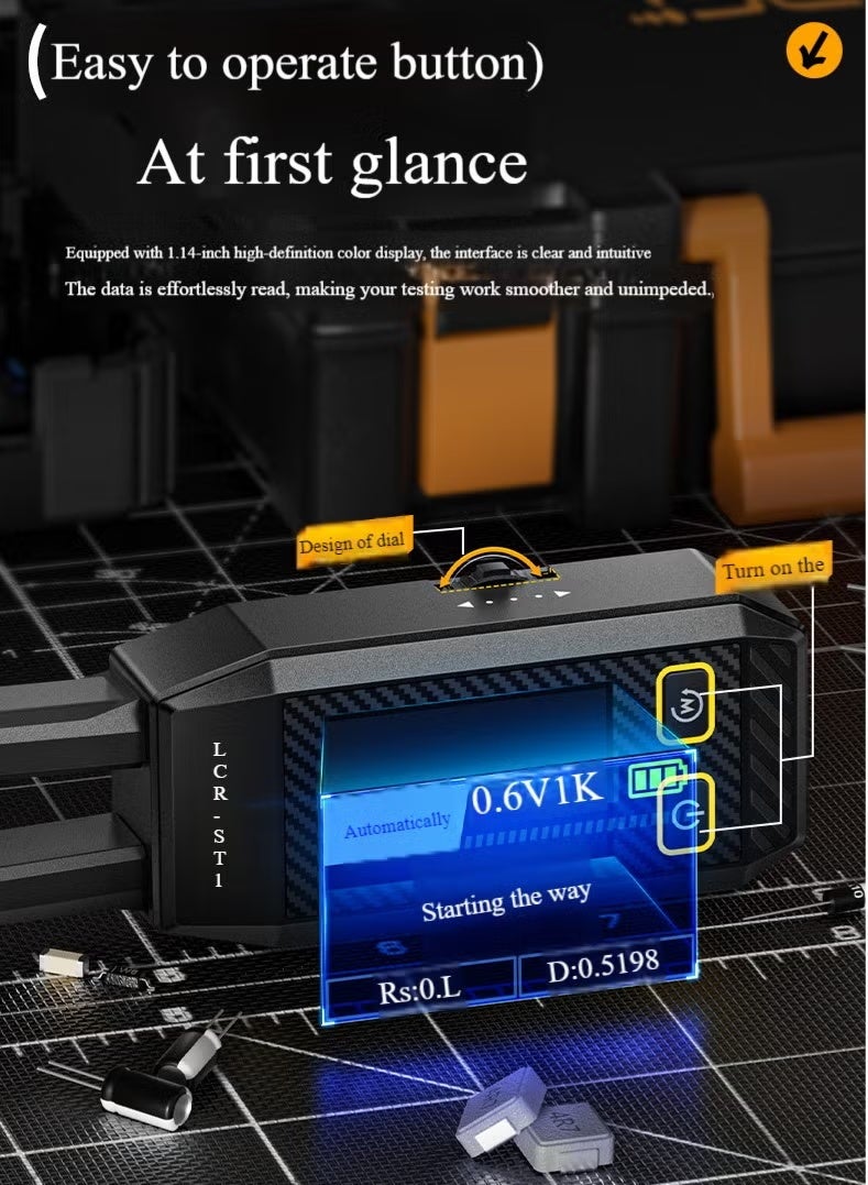 FNIRSI LCR-ST1 10KHz LCR Meter Tweezer, Mini Smart SMD Tester, ESR Meter, Maximum accuracy 0.5%, Capacitance Inductance Continuity Diode Tester, Auto Component Recognition Electronic Component Analyze - Image 3