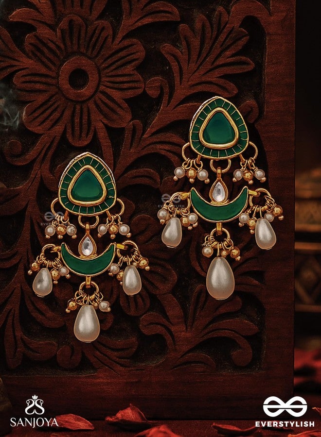 SANJOYA BY EVERSTYLISH Ratnodya Rising Gem Dazzling Kundan Earrings With Pearls And Royal Green And Gold Accents Lightweight Jewelry For Women | Party, Festive, Wedding & Gifting - Image 2
