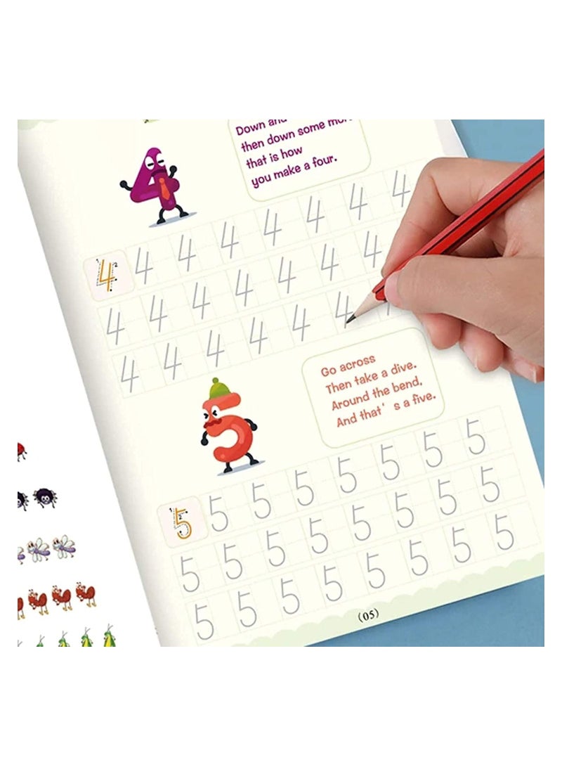 NOG Sank Magic Practice Copybook 4 BOOK 10 REFILL 1 pen 1 grip Number Tracing Book for Preschoolers with Pen Magic Calligraphy Copybook Set Practical Reusable Writing Tool Simple Hand Lettering - Image 4