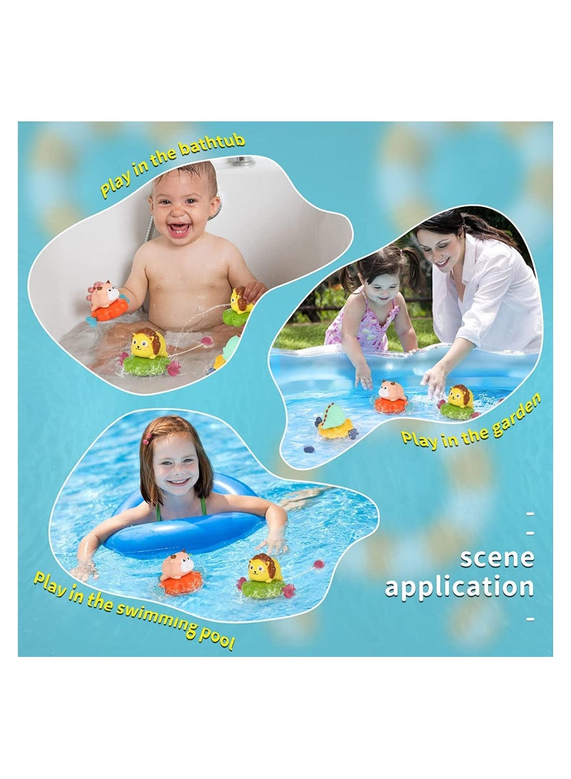 واي آند دي Baby Bath Toys, Floating Swimming 3PCS Bathtub Toys for 6-12 Months, Temperature Sensing Water Spray Children's Bathroom Pull Line Little Lion Calf Dinosaur - Image 5